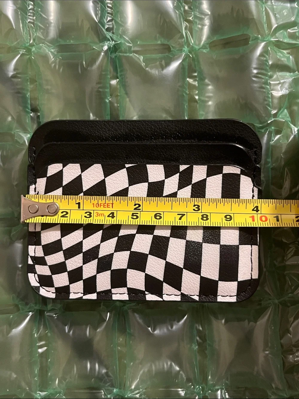 Black & White Optical Checkered Slim Card Holder